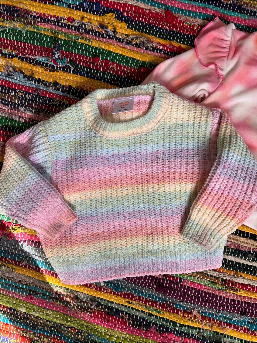 Cat & Jack Rainbow Chenille & Tie Dye Velour Sweater Set 12 MOS - Picture 2 of 8